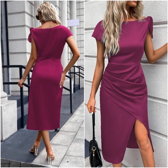 Luxe Ruched Evening Formal Party Dress - Picture 7 of 10